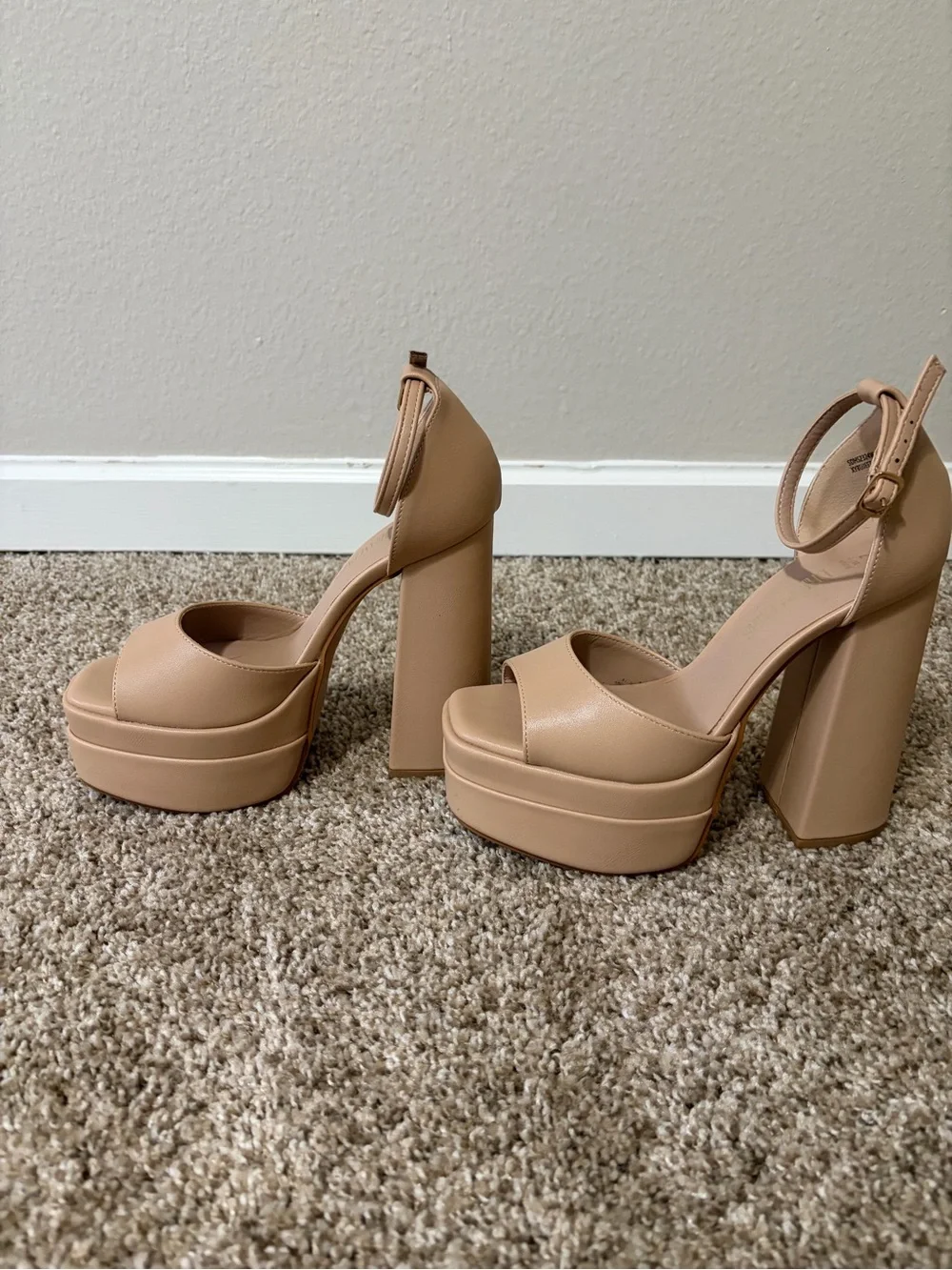 Platform Ankle-Strap Sandals in Nude